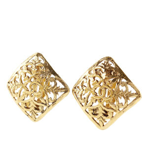 Pre-Loved Chanel CC Gold Plated Square Clip On Earrings